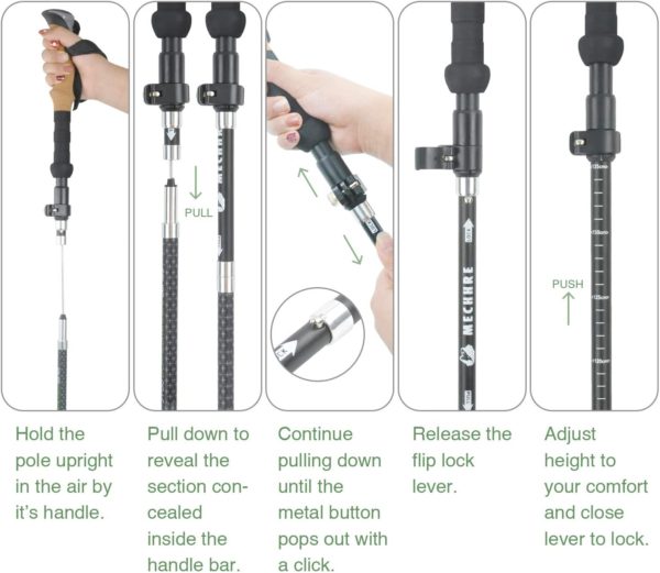 New design Portable trekking hiking poles telescopic hiking poles foldable walking stick foldable - Image 3