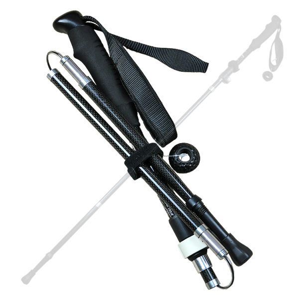 2021 new design trifold trekking poles foldable OEM/ODM portable carbon walking stick with bag