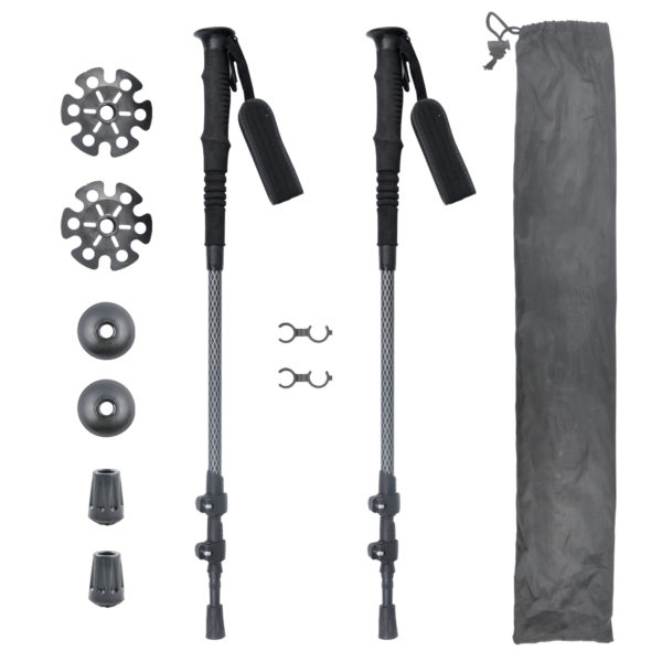 Lightweight anti shock multi purpose nordic walking pole 100% carbon fiber trekking pole with rubber protector