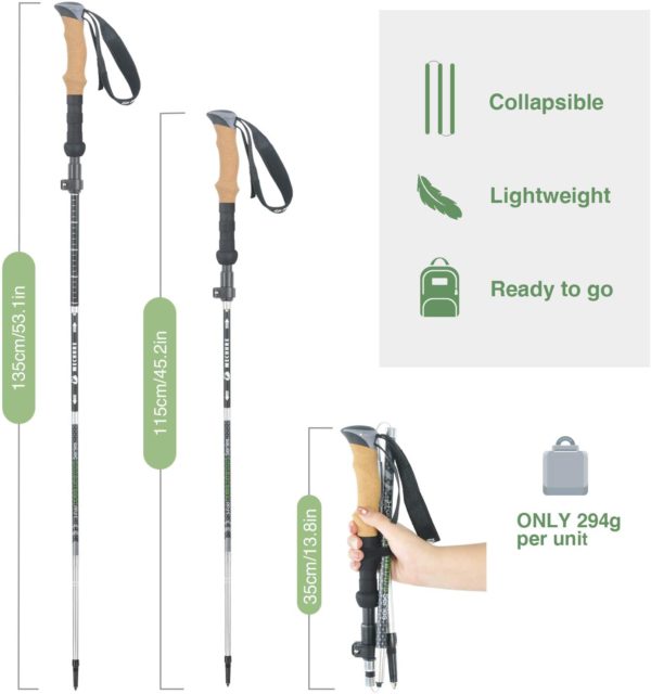 New 5 section straight grip handle aluminum 7075 hiking poles foldable cork trekking hiking pole - Image 6