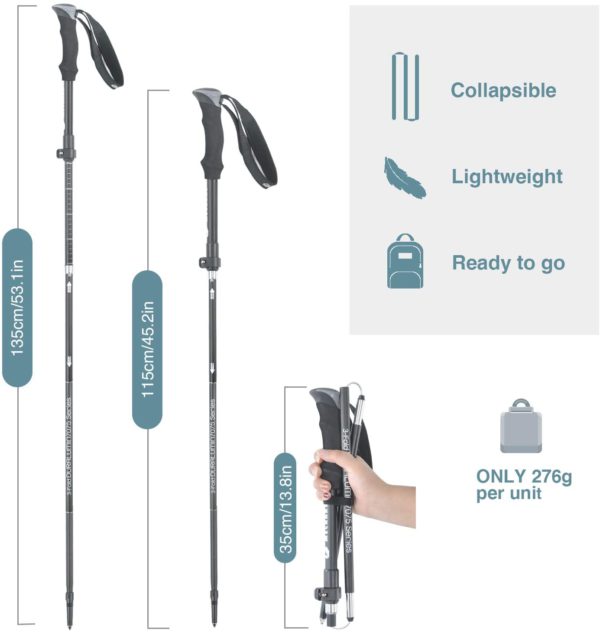 Wholesale 5 sections EVA handle folding hiking stick portable  ultralight hiking pole 3k  trekking poles foldable - Image 6