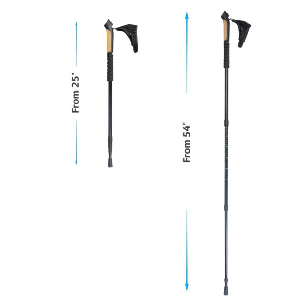 Wholesale adjustable hiking pole 3 sections cork grip climbing walking pole aluminium trekking poles - Image 5