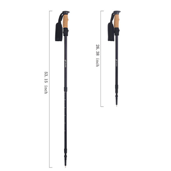 Wholesale 3 sections cork handle walking stick for hiking outdoor anti-skid trekking pole - Image 2