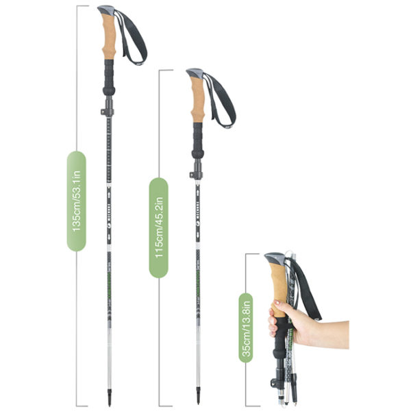 2021 New arrival 5-section Cork handle walking stick Aluminum 7075 foldable trekking pole