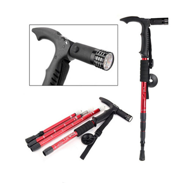 Anti Shock & Retractable Easy pack & carry walking stick with led light