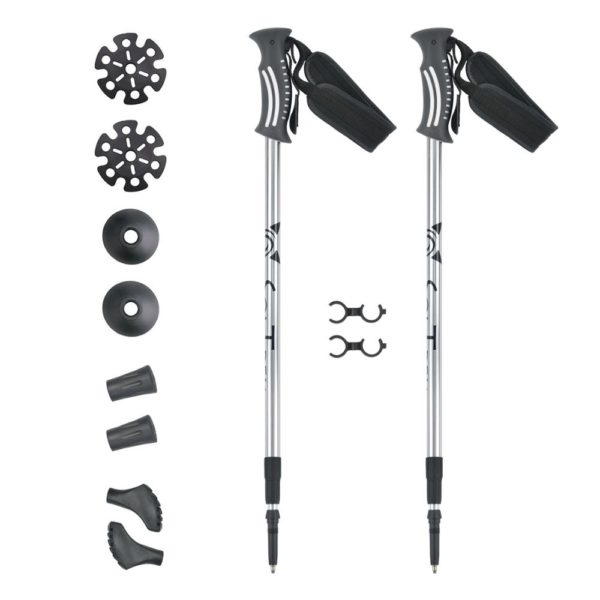 Cheap outdoor clamp mechanism aluminum telescopic plastic handles walking stick  trekking pole