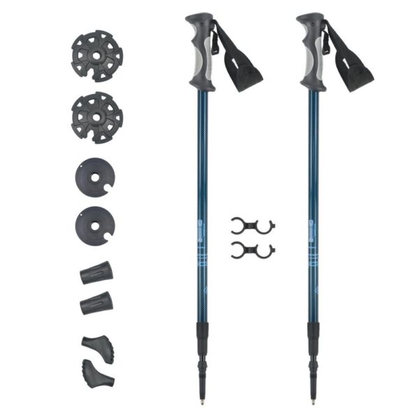 The flexible antishock telescopic nordic carbon fiber foldable hiking cane walking sticks plastic handles trekking poles