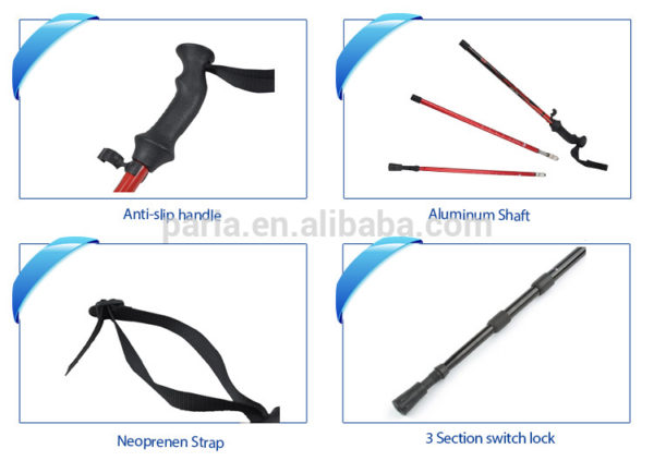 China manufacture OEM/ODM factory price trekking stick aluminium foldable poles walking stick - Image 6