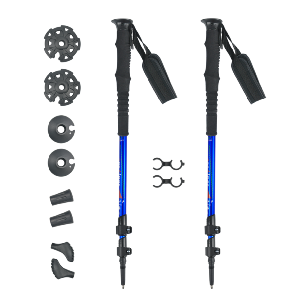 Factory price  Ultralight  3 Sections 7075 Aluminum Retractable Nordic Telescopic Walking Hiking Trekking Poles  Sticks