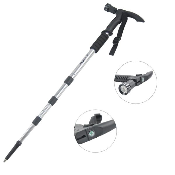 Adjustable folding walking stick light plastic handles trekking pole carbon fiber anti shock hiking sticks - Image 2