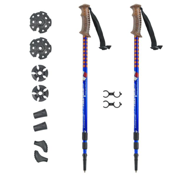 Ninghai factory price Nordic anti shock trekking poles flexible telescopic walking hiking stick