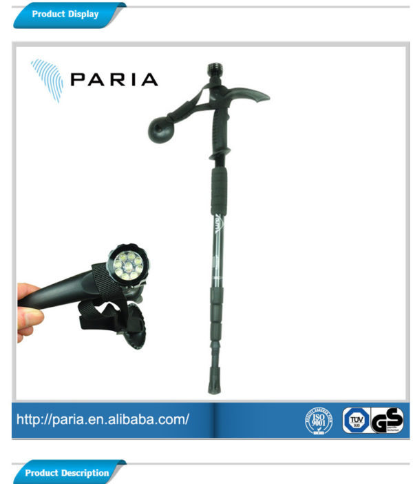 Multifunctional Aluminum Alloy Led Adjustable Telescopic Rod Walking Stick With Rubber Anti-slip Bottom - Image 2