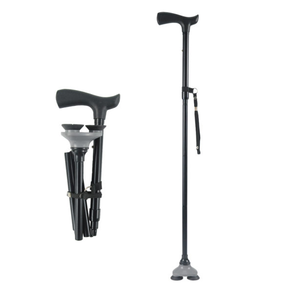 Rubber Top Aluminum Alloy walking stick for old people, folding stool walking stick, old man walking stick