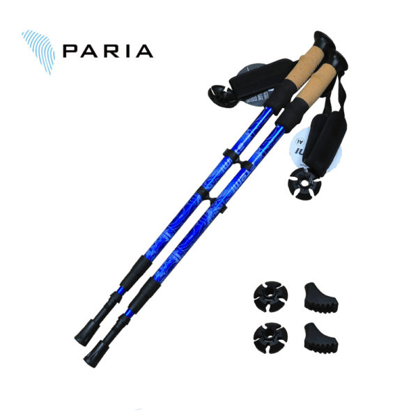 Wholesale new style 3 sections cork handle anti-skid walking trekking pole