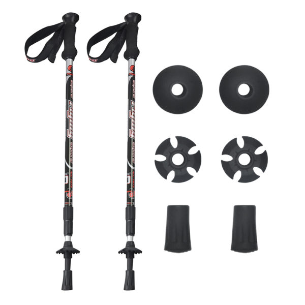 Custom adjustable anti-shock walking hiking stick 3 section retracta hiking poles pair trekking poles