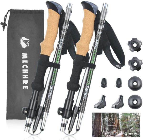 New design Portable trekking hiking poles telescopic hiking poles foldable walking stick foldable