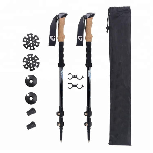 Stick for nordic walking ,hiking retractable aluminum telescopic walking stick plastic handle