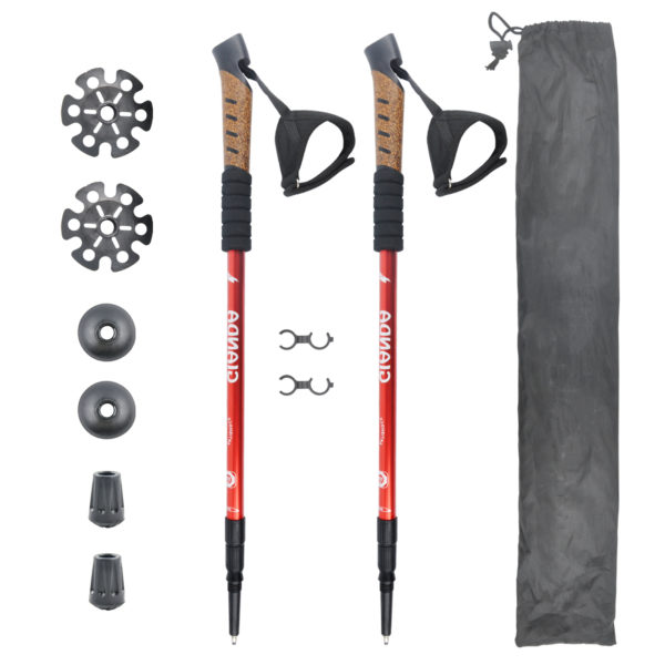 OEM/Customized adjustable anti shock aluminum mountaineering hiking poles