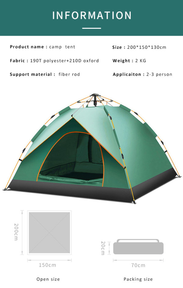 2021 winter hiking camping family tent waterproof outdoor automatic pop up camping tent - Image 3