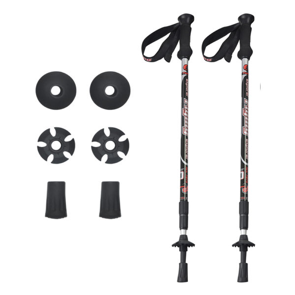 Custom aluminum adjustable anti-shock EVA handle 3 section external lock walking hiking stick trekking poles