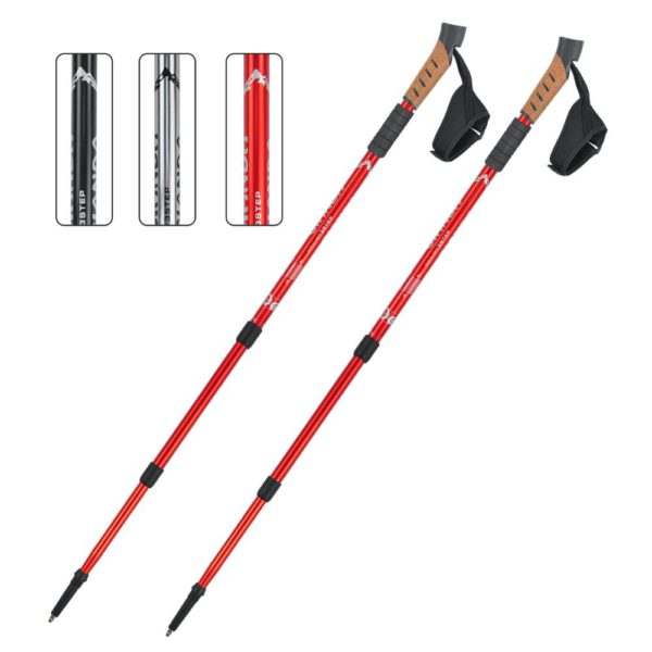 outdoor telescopic aluminum trekking pole cork handle nordic walking stick pole antishock hiking sticks