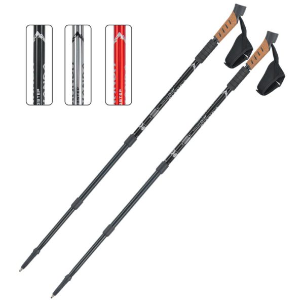 antishock hiking sticks nordic walking stick pole cork handle walking stick aluminum outdoor telescopic trekking pole - Image 2