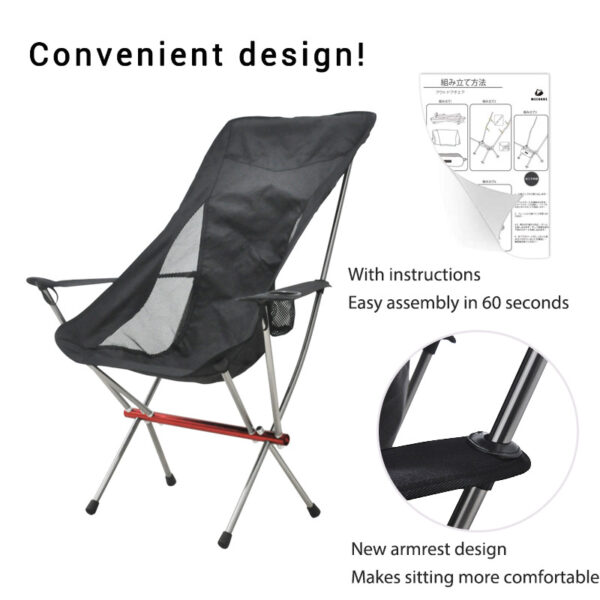 High Back Caming Chair with Armrest - Image 4